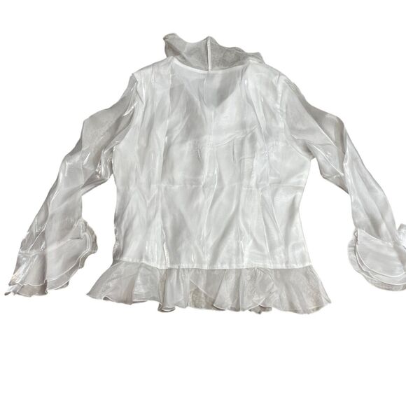 Ursime 3XL Organza Top New w/ Tags Pure White Shimmer Sheer Sleeves‎ Side Zip - Picture 8 of 8